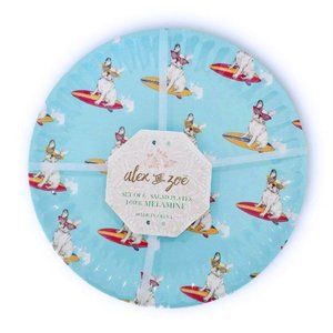 6pc Salad Plate Set ◈ Frenchie Melamine Surfing